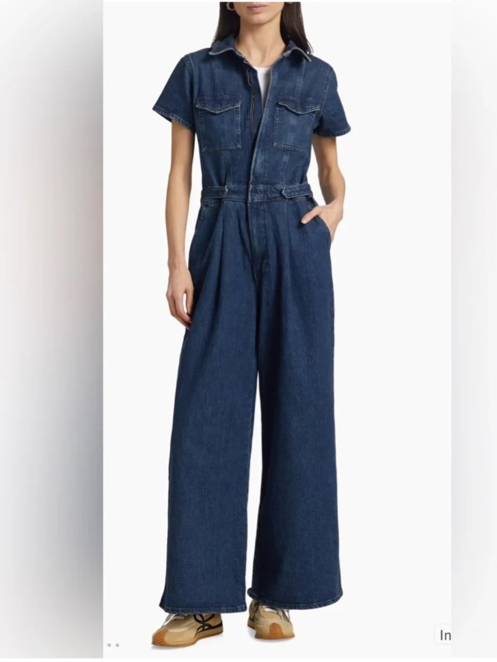 Good American Fit For Success Wide Leg Utility Medium Wash Demin Jumpsuit, Sz S